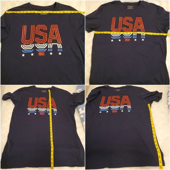 Home of the Brave Men’s Navy Blue USA Graphic Short Sleeve Crewneck T-Shirt - XL - Picture 7 of 8